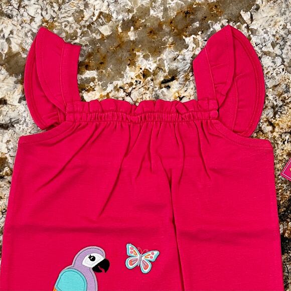 NWT Gymboree Parrot Ruffle Top & Tropical Flower Bubble Shorts - Picture 4 of 12